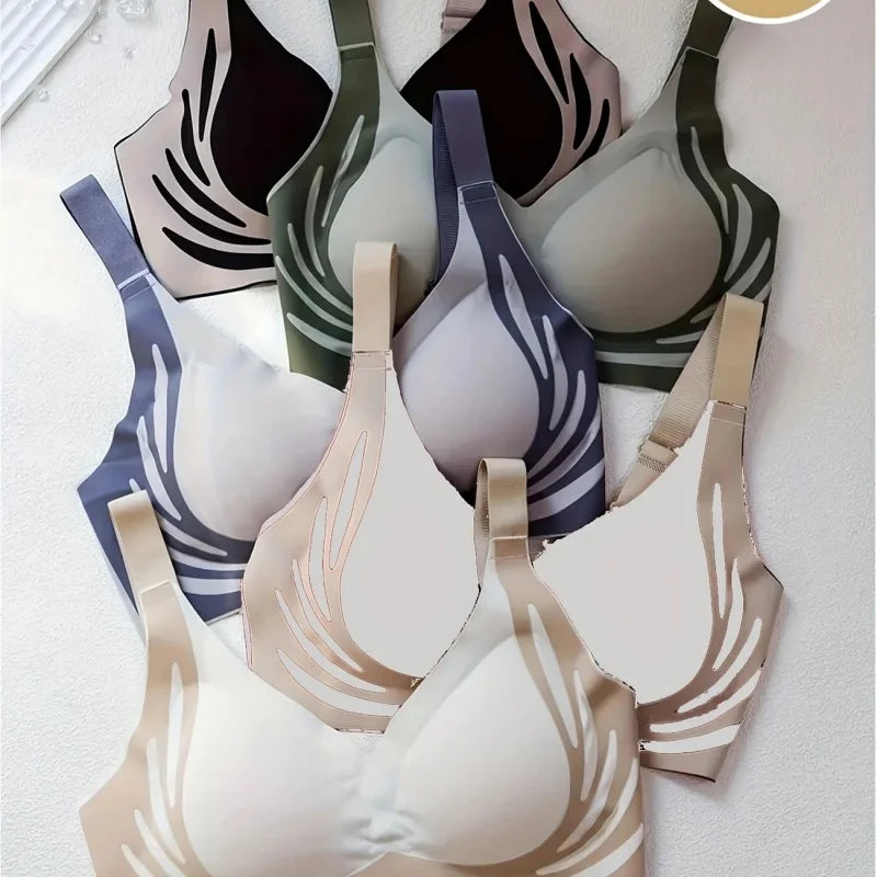 4-piece set: EssElegance, color-blockbackbuckle,adjustable, push-up,seamlesswireless,comfortable, bra
