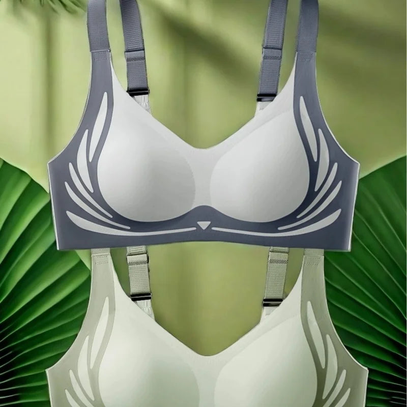 4-piece set: EssElegance, color-blockbackbuckle,adjustable, push-up,seamlesswireless,comfortable, bra