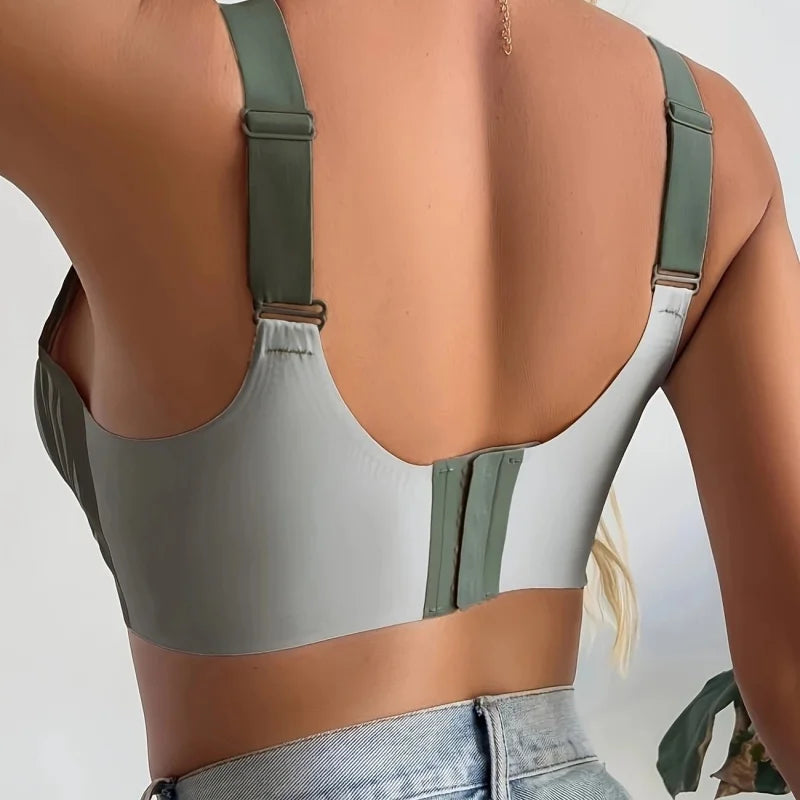 4-piece set: EssElegance, color-blockbackbuckle,adjustable, push-up,seamlesswireless,comfortable, bra