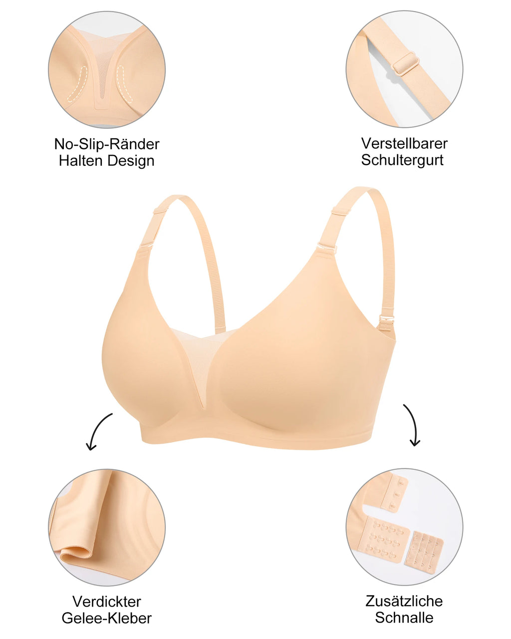 7pcs Women's Wireless Push Up Seamless T-Shirt Bralettes - Multi-Color, Breathable Padded, Everyday Comfort