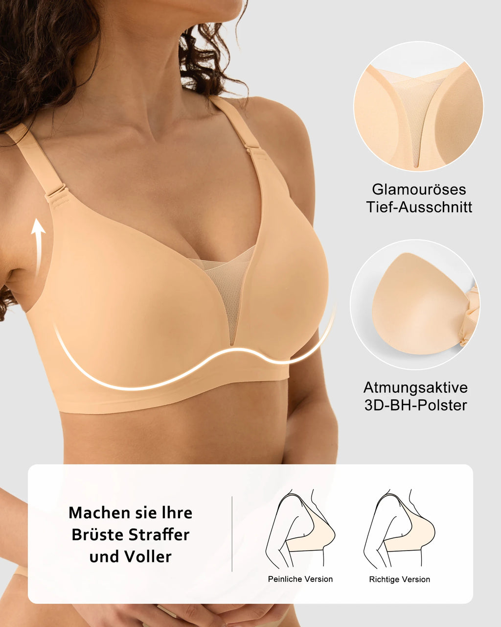 7pcs Women's Wireless Push Up Seamless T-Shirt Bralettes - Multi-Color, Breathable Padded, Everyday Comfort