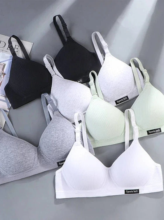 Cotton Wireless Bra for Women Seamless Push Up Bras Comfortable V-Shaped Gathering Underwear AB Cup Intimate Lingerie