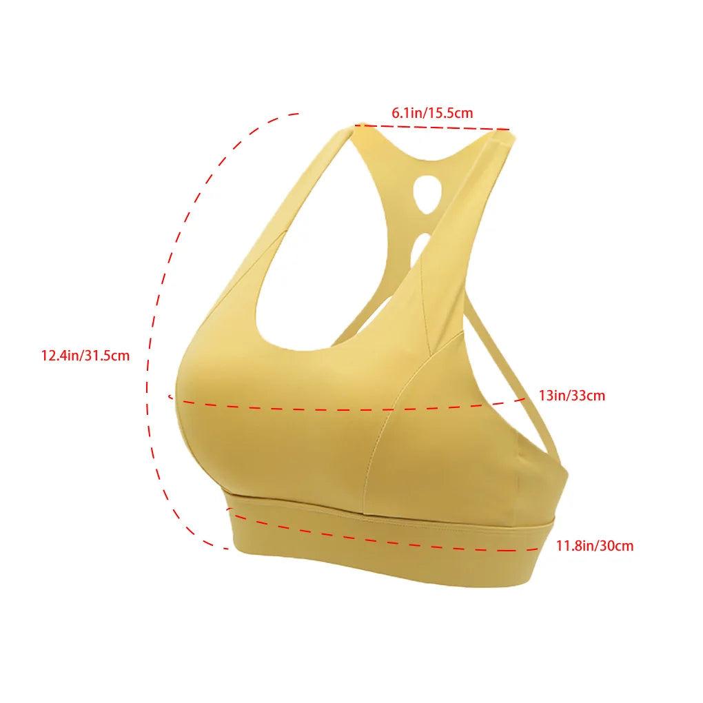 Women Sports Bra Push Up Female Gym Workout Tops Adjustable, S, White