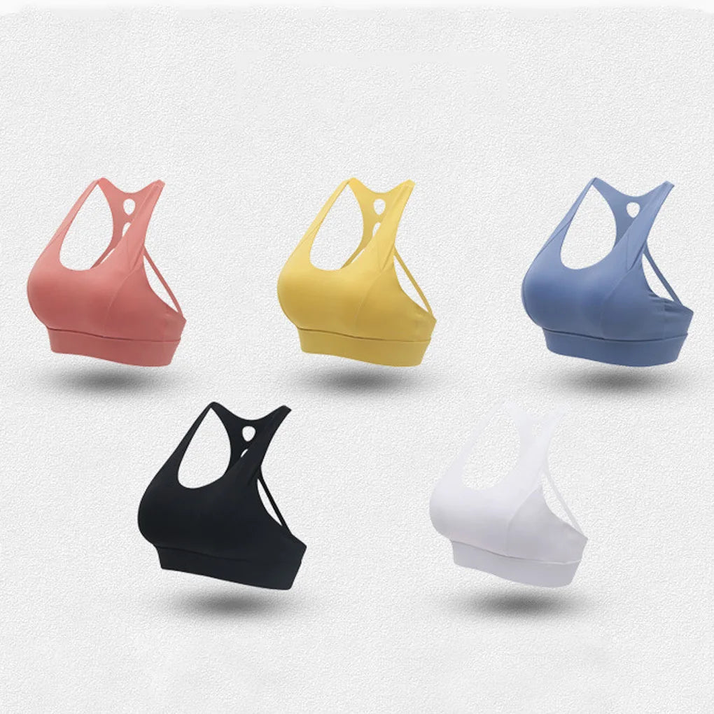 Women Sports Bra Push Up Female Gym Workout Tops Adjustable, S, White