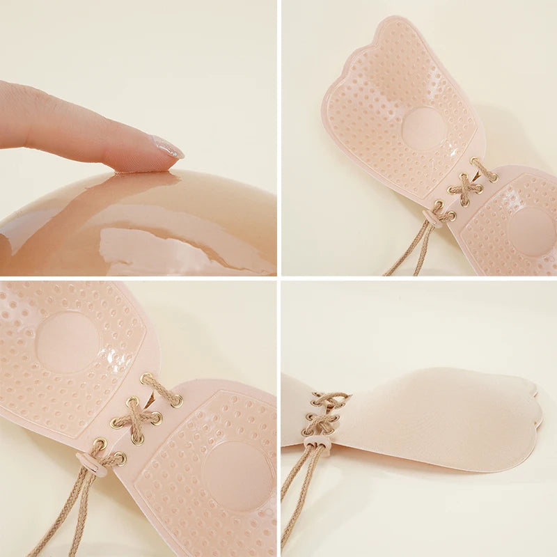 Seamless Self Adhesive Fly Bra Women Strapless Push Up Bras Stick On Sexy Lingerie Invisible Silicone Chest Paste Plus Size ﻿
