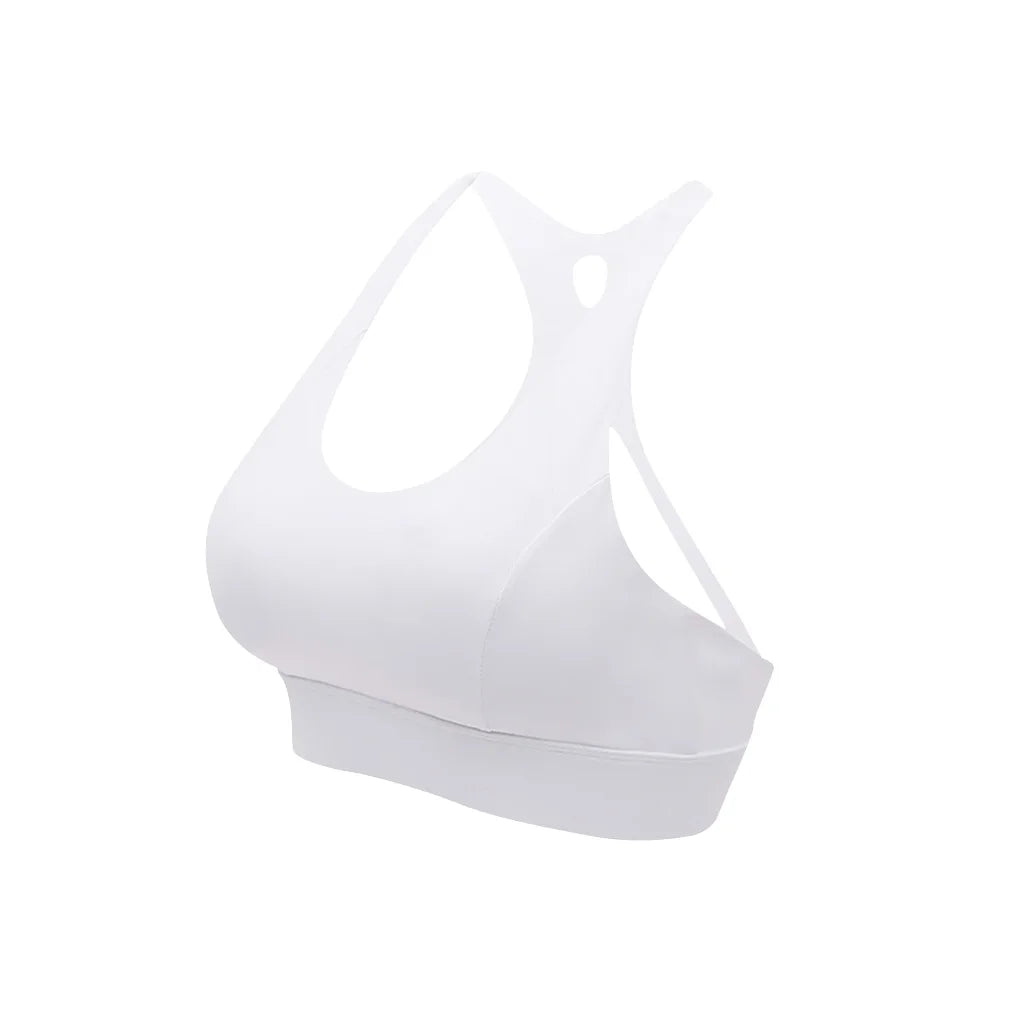 Women Sports Bra Push Up Female Gym Workout Tops Adjustable, S, White
